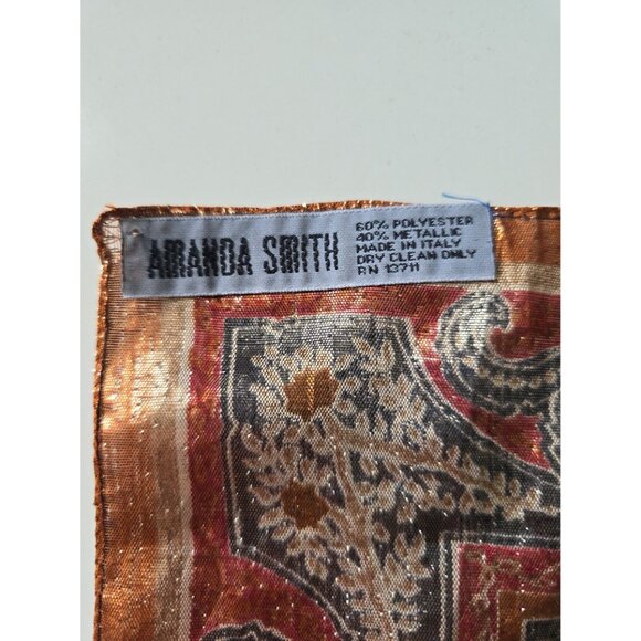 Vintage Bronze Gold Paisley Scarf - Picture 5 of 5